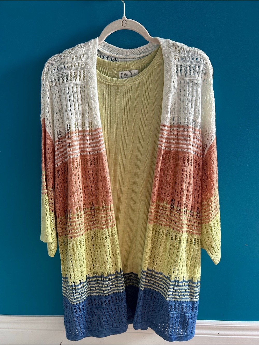 Maurices Open-Knit Colorblock Cardigan (L)  and Marching Tank Top (XL)